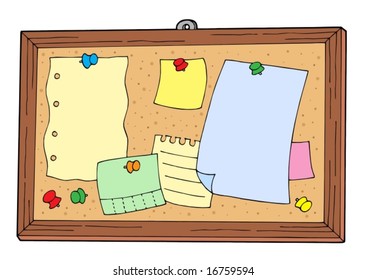 Bulletin board on white background - vector illustration.