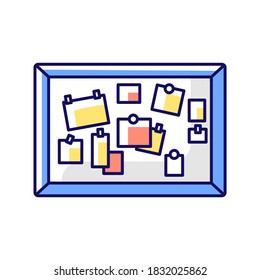 Bulletin Board RGB Color Icon. Classroom Corkboard. Evidence Board. Notice Board With Notes. Announcements. University And College Public Messages. Isolated Vector Illustration