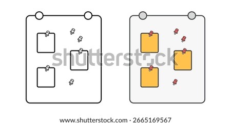 Bulletin Board Setup icon — pinboard with notes and thumbtacks to help teachers organize classroom announcements, displays, and student work.
