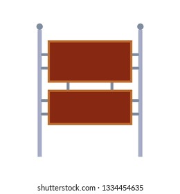 Bulletin board sign information space template vector icon. Billboard brown pushpin remind post. Notice reminder frame