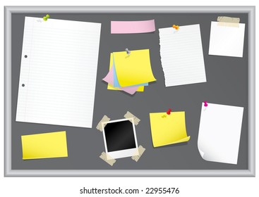 Bulletin board with stationery (grouped for easy editing)