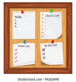 Bulletin board with ToDo List and Check List, vector eps10 illustration