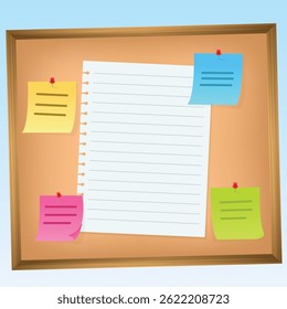 Bulletin Board wooden frame schedule Grain texture, sticky notes, paper, wall schedule	

