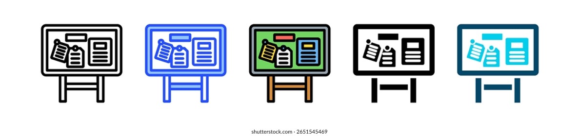 Colección de iconos de Tableros de boletín con varios estilos