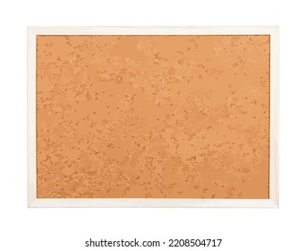 Bulletin cork board in wooden frame vector illustration