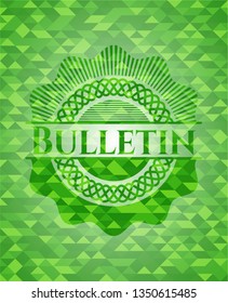 Bulletin green emblem with mosaic background
