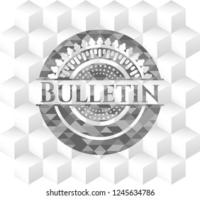 Bulletin grey emblem with geometric cube white background