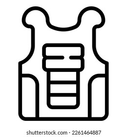 Vector de contorno de icono de blindaje a prueba de balas. Chaleco policial. Prueba táctica