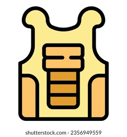 Vector de contorno de icono de blindaje a prueba de balas. Chaleco policial. Color plano a prueba de táctica