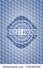 Bullet-proof blue hexagon emblem.