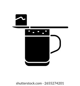 Bulletproof coffee black flat icon for digital and print projects.  Minimal clean icons for apps and websites. Modern simple icons for UI UX and branding