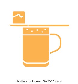 Bulletproof coffee color flat icon for digital and print projects.  Minimal clean icons for apps and websites. Modern simple icons for UI UX and branding