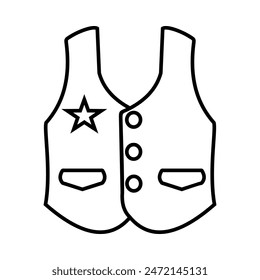 Bulletproof Cowboy vest with the sheriff's star and two pocket icon sign Vector illustration design symbol