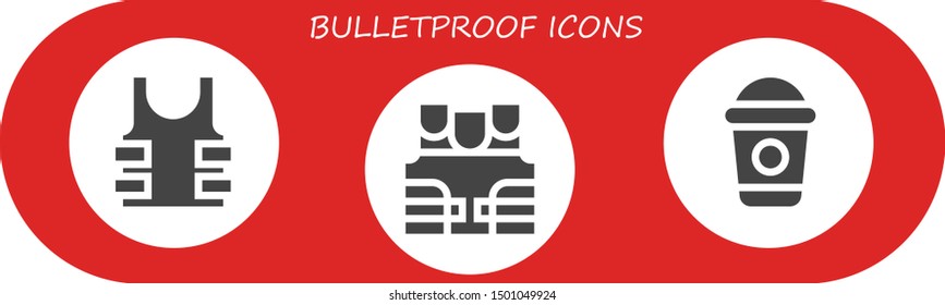 bulletproof icon set. 3 filled bulletproof icons.  Collection Of - Bulletproof, vest, Frappe