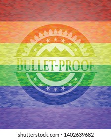 Bullet-proof lgbt colors emblem. Vector Illustration. Mosaic.