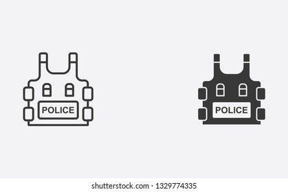 Bulletproof outline and filled vector icon sign symbol