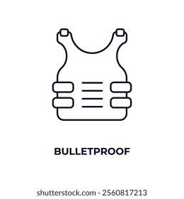 bulletproof outline icon. Linear vector from army and military concept. Thin line bulletproof icon isolated on white background