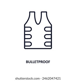 bulletproof outline icon. Thin line icon from army and war collection. Editable vector isolated on white background