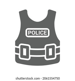 Bulletproof, police icon. Gray vector graphics.
