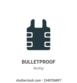 Bulletproof vector icon on white background. Flat vector bulletproof icon symbol sign from modern army collection for mobile concept and web apps design.
