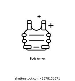 Bulletproof vest, Body armor line icon, outline vector sign, linear pictogram isolated on white. Symbol, logo illustration