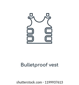 Bulletproof vest concept line icon. Linear Bulletproof vest concept outline symbol design. This simple element illustration can be used for web and mobile UI/UX.