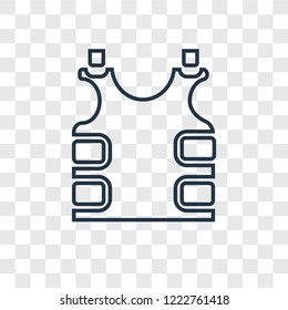 Bulletproof vest concept vector linear icon isolated on transparent background, Bulletproof vest concept transparency concept in outline style