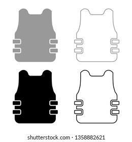 Bullet-proof vest. flak jacket.  icon set black color vector illustration flat style simple image