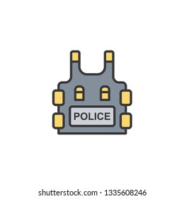 Bulletproof vest flat vector icon sign symbol