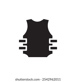Icono de chaleco antibalas signo de Vector blanco y negro