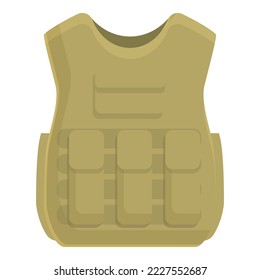 Vector de caricatura de icono de chaleco a prueba de balas. Prueba del ejército. Swat armor