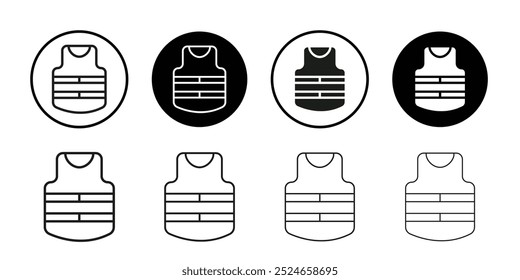 Bulletproof vest icon Collection of flat thin outline vector