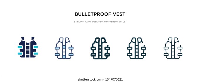 bulletproof vest icon in different style vector illustration. two colored and black bulletproof vest vector icons designed in filled, outline, line and stroke style can be used for web, mobile, ui