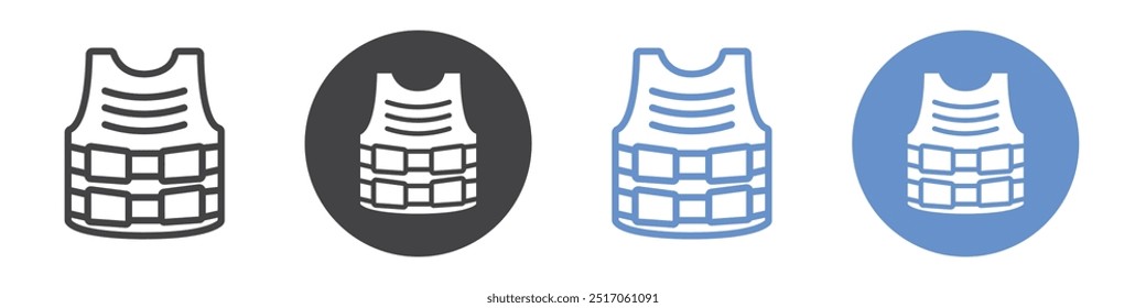 Bulletproof vest icon flat line symbol set.