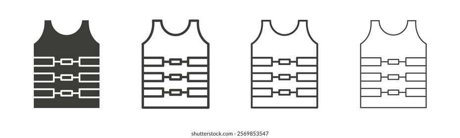 Bulletproof vest icon flat and linear vector illustration on white background.