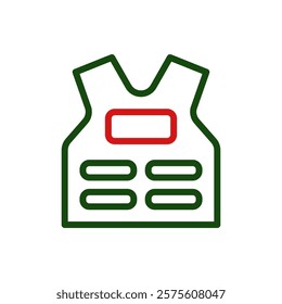 Bulletproof vest icon in green and red