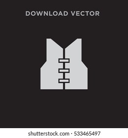 Bulletproof vest icon illustration isolated vector, uniform sign symbol on black background