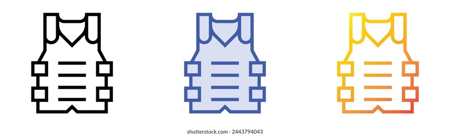 bulletproof vest icon. Linear, Blue Fill and Gradient Style Design Isolated On White Background
