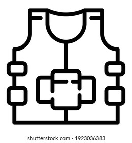 Bulletproof vest icon. Outline bulletproof vest vector icon for web design isolated on white background