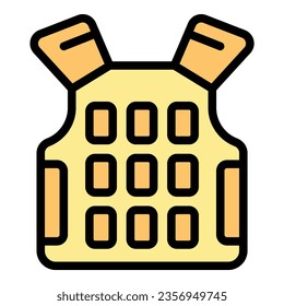 Bulletproof vest icon outline vector. Police kevlar. Tactical armor color flat