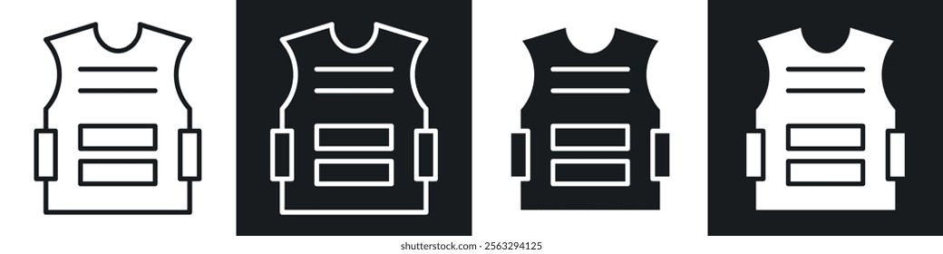 Bulletproof vest icon pack for app and website ui designs.