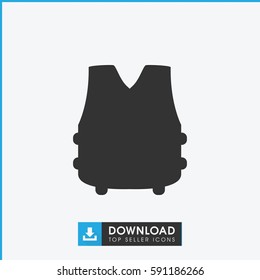 bulletproof vest icon. Simple filled bulletproof vest vector icon. On white background.