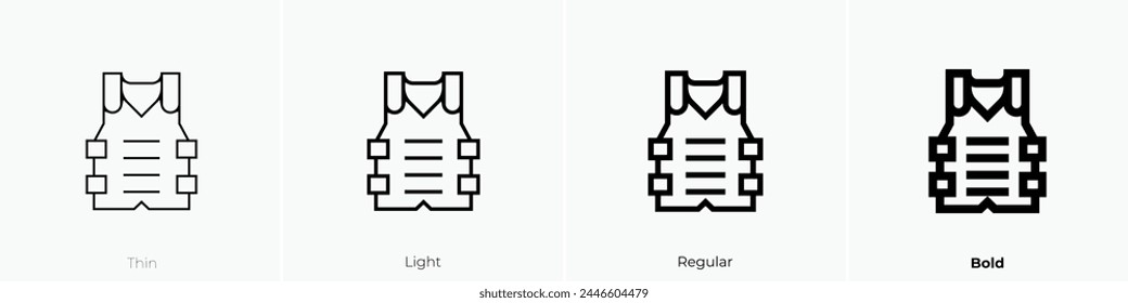 bulletproof vest icon. Thin, Light Regular And Bold style design isolated on white background