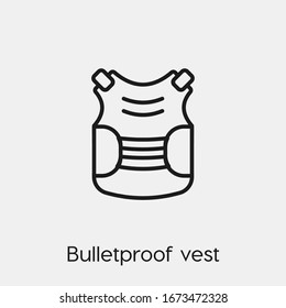 bulletproof vest icon vector. Linear style sign for mobile concept and web design. bulletproof symbol illustration. Pixel vector graphics - Vector.