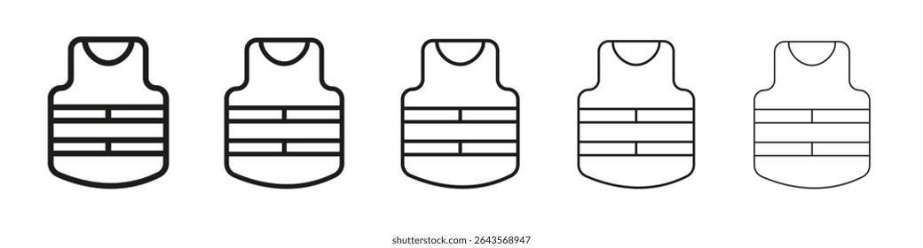 Icono de chaleco a prueba de balas conjunto de Vector ilustración signo