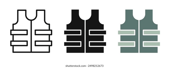 bulletproof vest iconicon vector collection in outlined and solid style