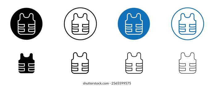 Bulletproof vest icons in black and blue colors