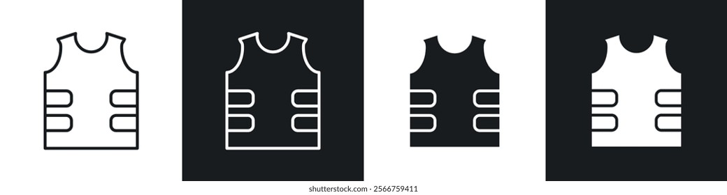 Bulletproof vest icons in Thin line black color. flat simple vector symbols illustration.