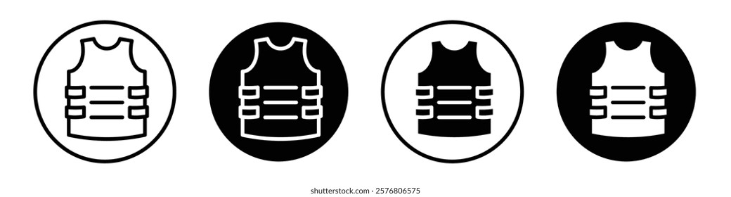 Bulletproof vest icons vector pack for web designs