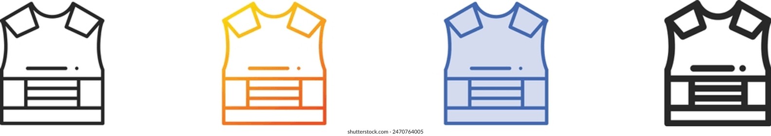 bulletproof vest icon.Thin Linear, Gradient, Blue Stroke and bold Style Design Isolated On White Background